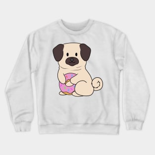 Pink Doughnut Pug Crewneck Sweatshirt